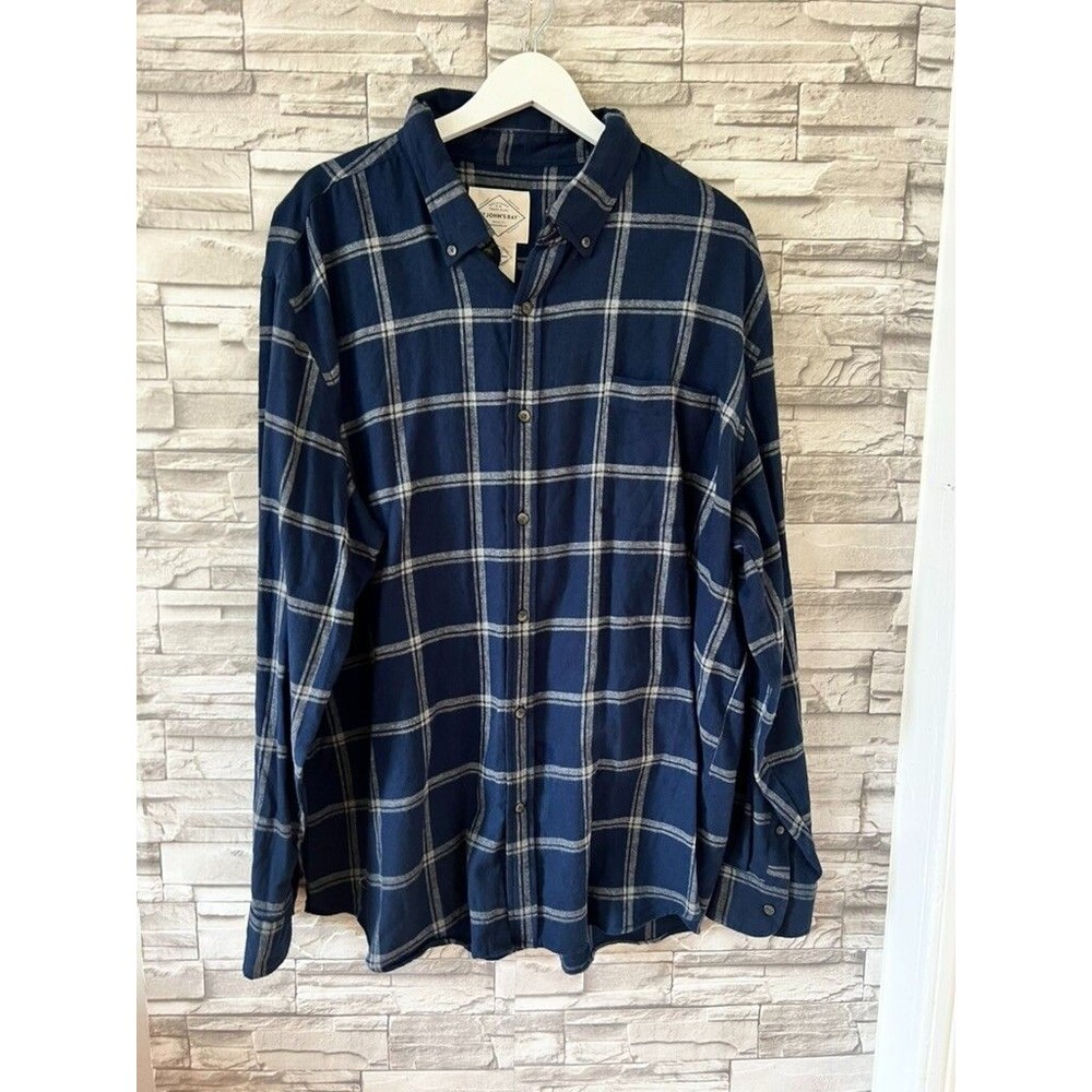 St John's Bay Men's XXL Navy Blue Flannel Plaid Nautical Outdoor Fall Shacket